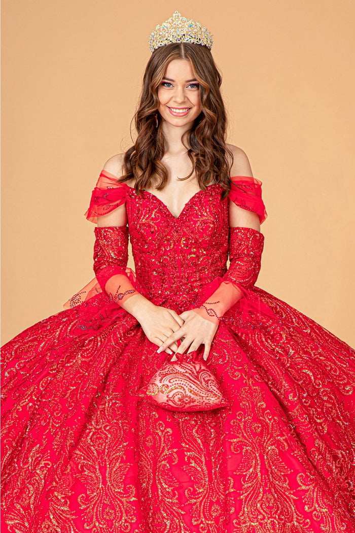 Embellished Off Shoulder Gown by Elizabeth KGL3073