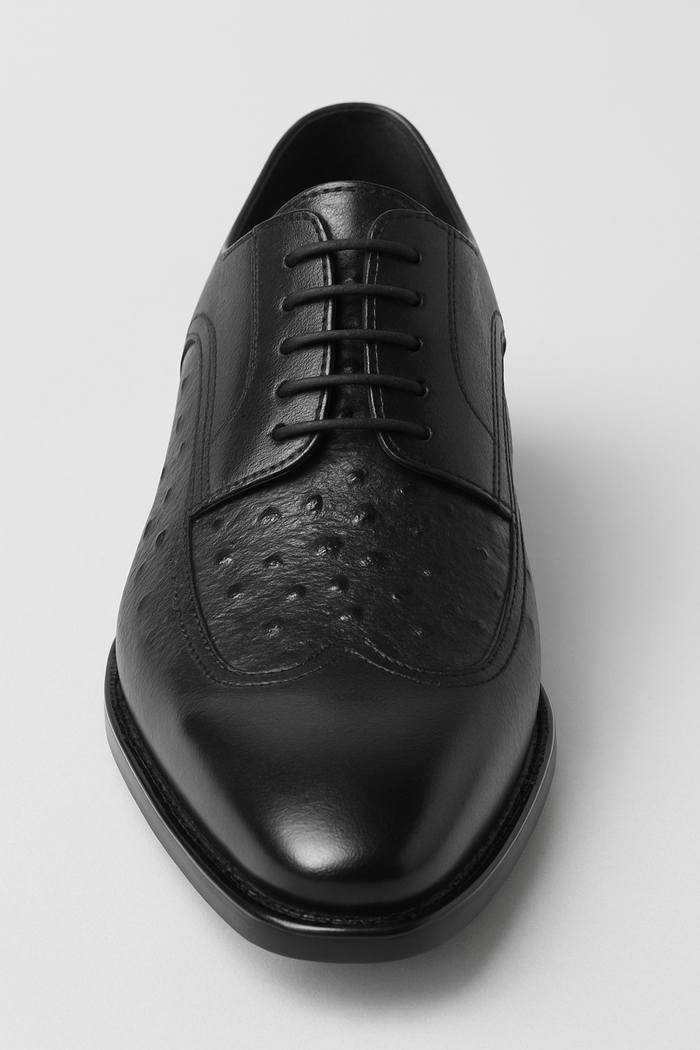 Carrucci Ostrich Embossed Cap Toe Single Monk Strap