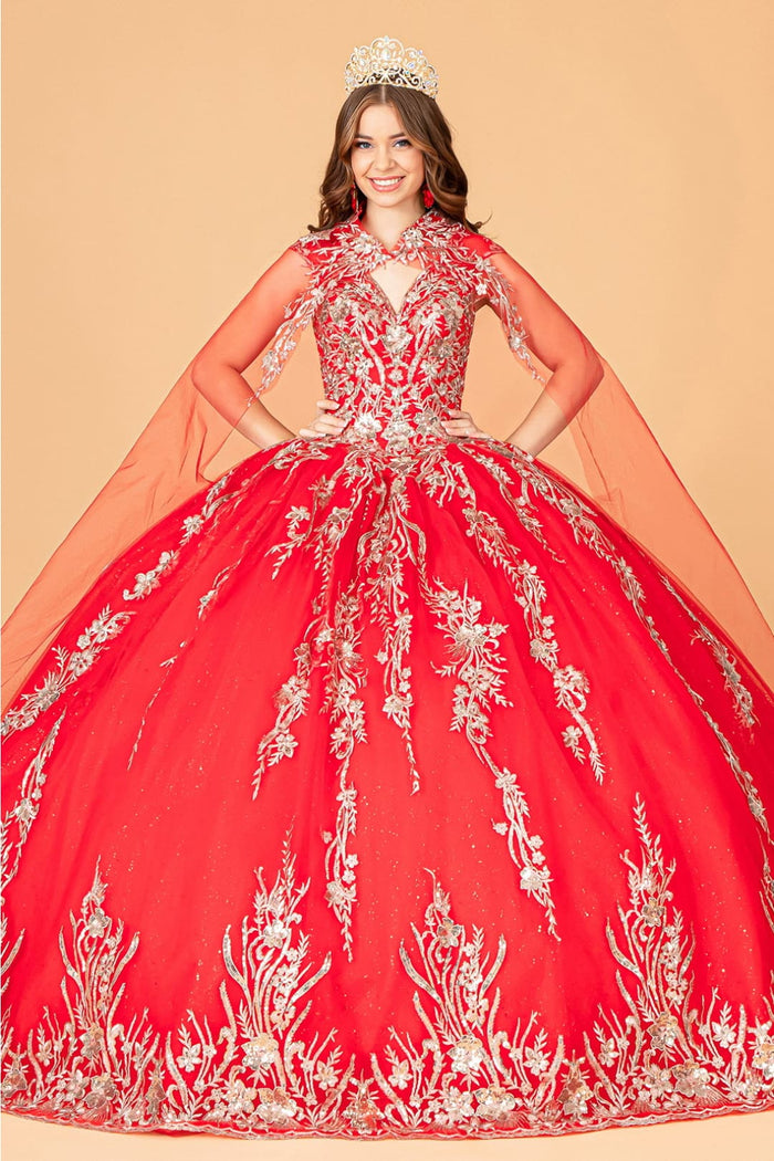 Red and Gold Quinceañera Ball Gown by Elizabeth K GL3076