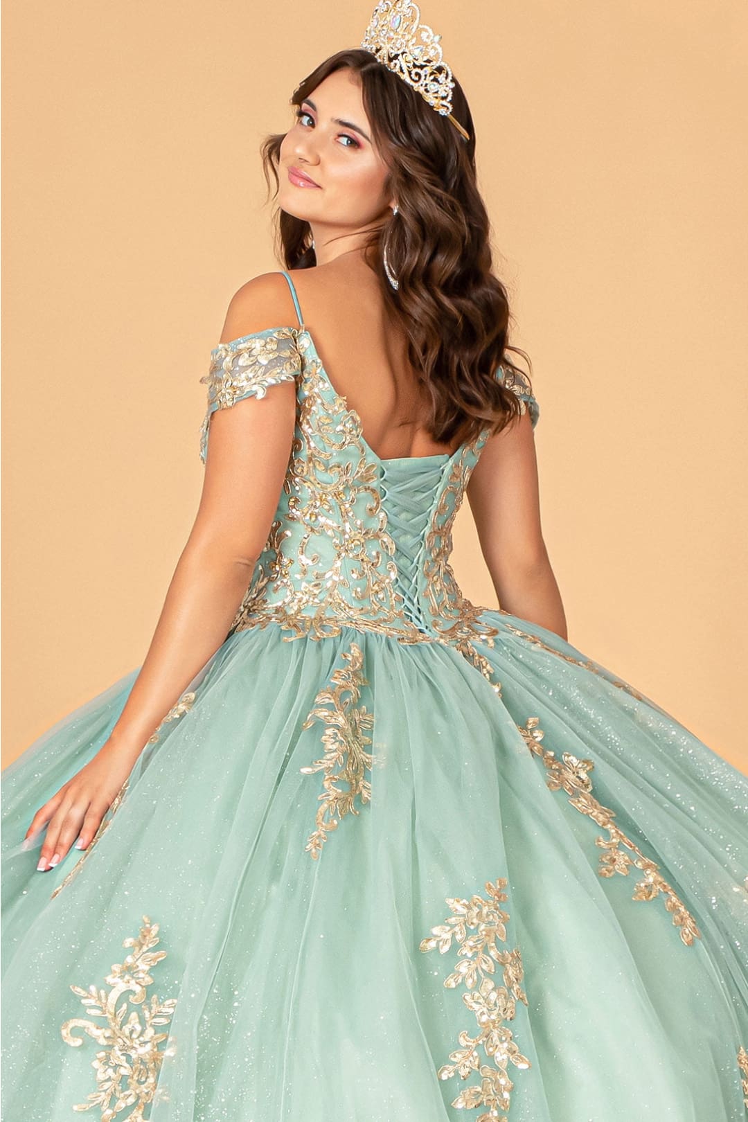 Embroidered Cold Shoulder Ball Gown by Elizabeth KGL3100
