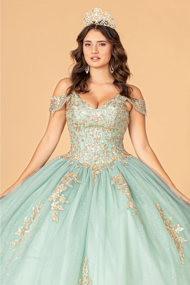 Embroidered Cold Shoulder Ball Gown by Elizabeth KGL3100
