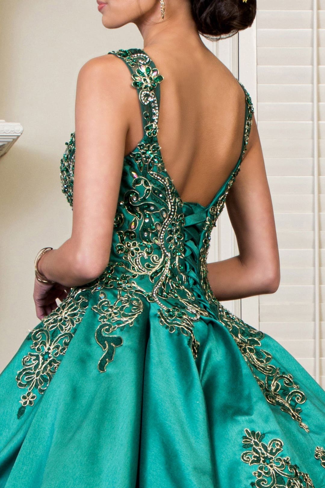 Embroidered Satin Ball Gown by Elizabeth KGL1930