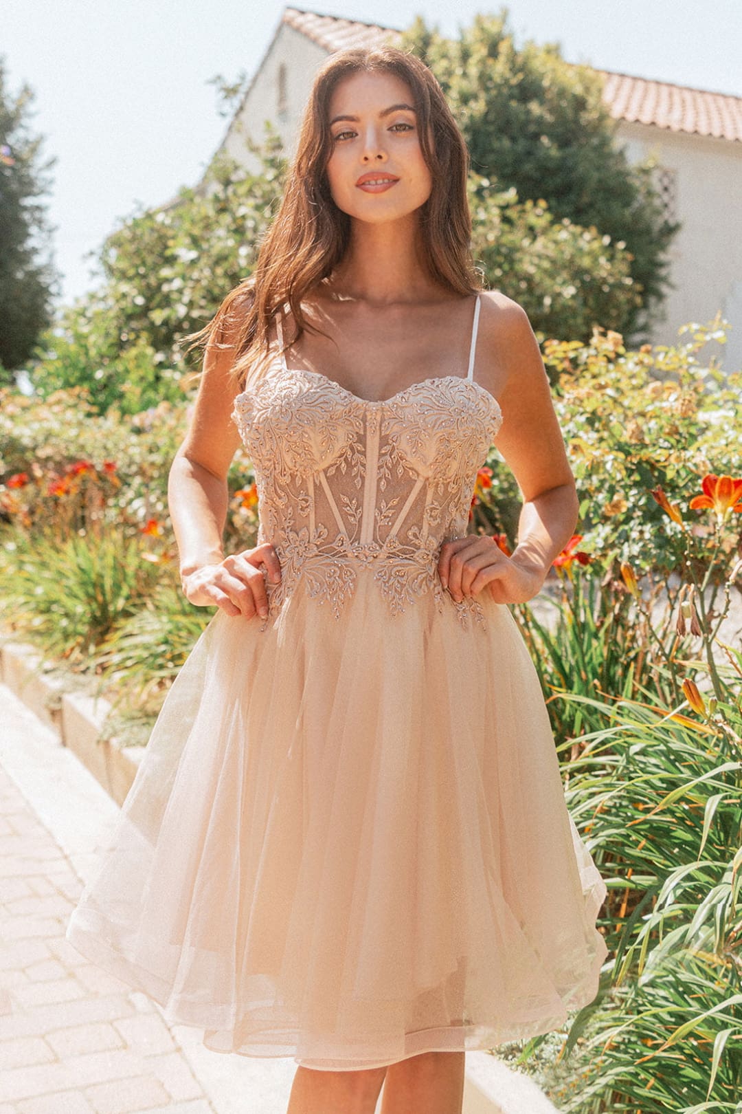 Embroidered A-line Dress by Elizabeth KGS3515