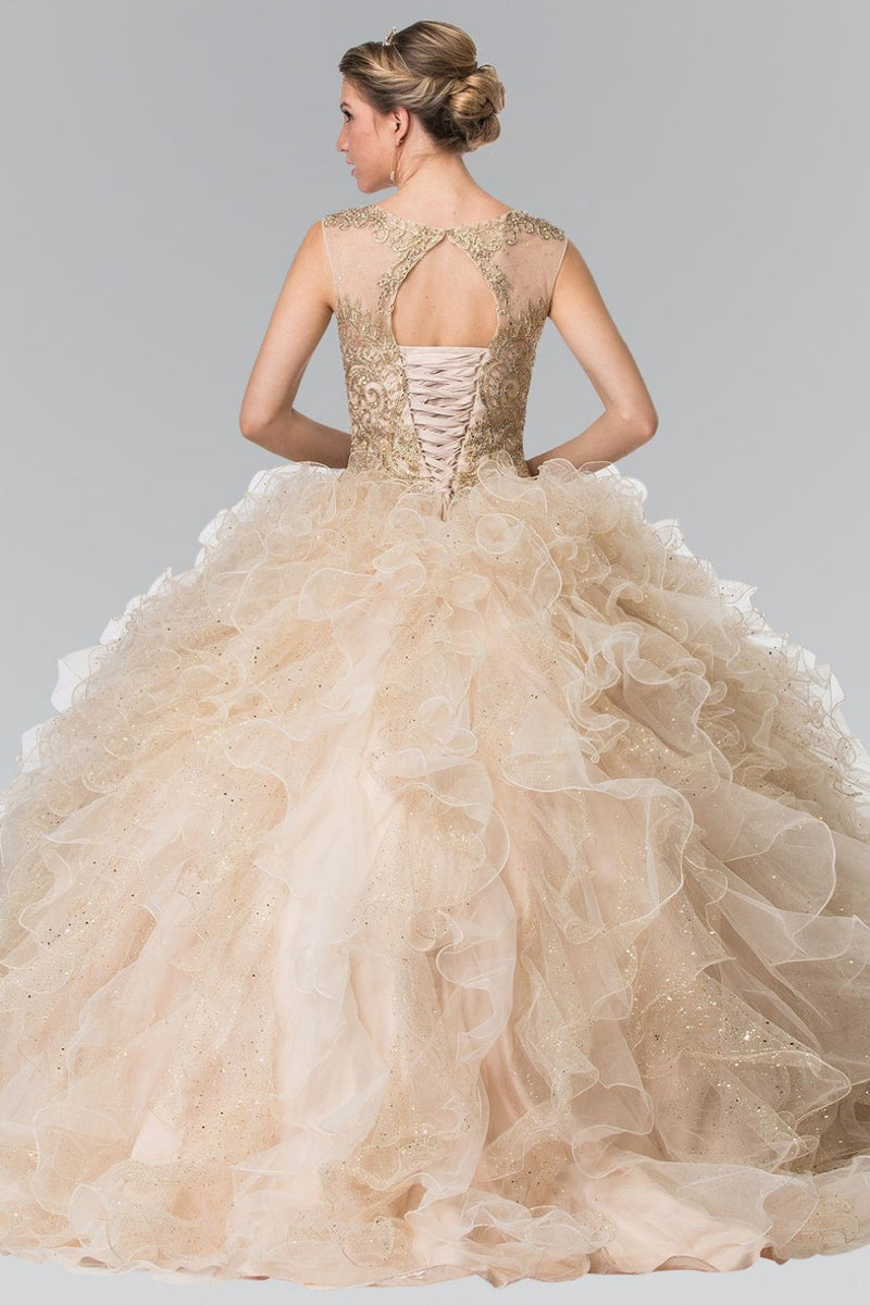 Embroidered Ruffled Ballgown by Elizabeth KGL2208