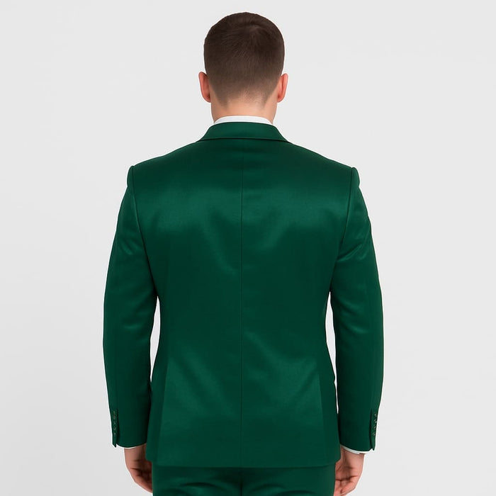 Emerald Green Satin Tuxedo Set â€“ Formal 4-Piece Outfit for Prom or Wedding