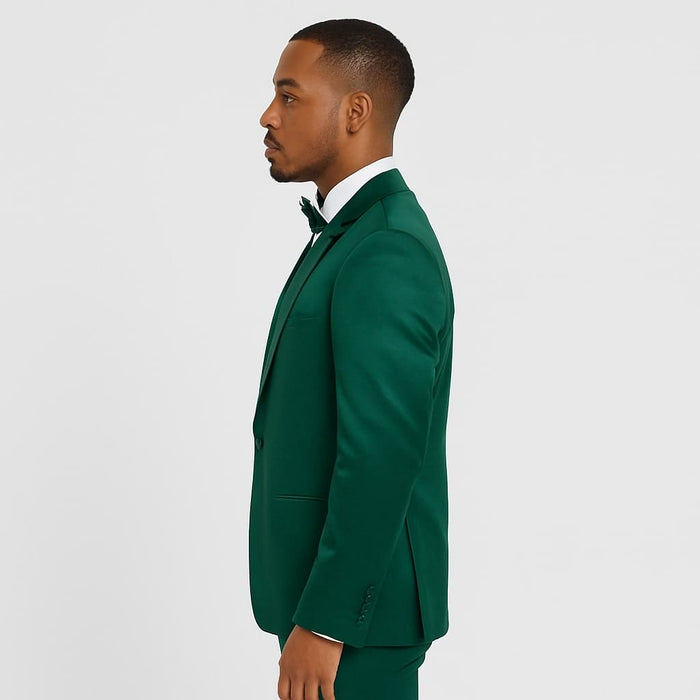 Emerald Green Satin Tuxedo Set â€“ Formal 4-Piece Outfit for Prom or Wedding