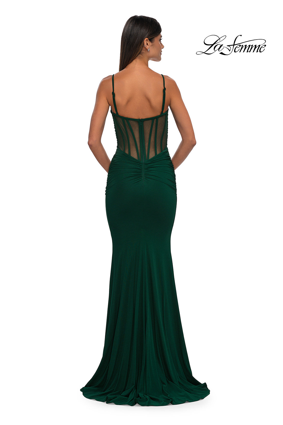 La Femme 32642 Sleeveless Net Jersey Prom Gown