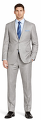 Enzo 150 S Super Wool suit: Light gray, solid wool. Two-button jacket with tailored fit, notch lapels. Flat-front, straight-leg trousers. Classic and refined design.