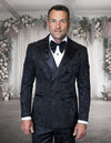 Statement Men's 2 Piece Modern Fit Double Breasted Tuxedo - Floral Rhinestone Design