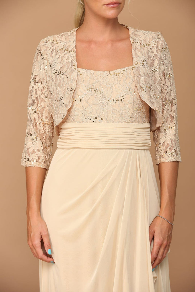 Eva USA 3094 Long Mother Of The Bride Lace Chiffon Jacket Dress