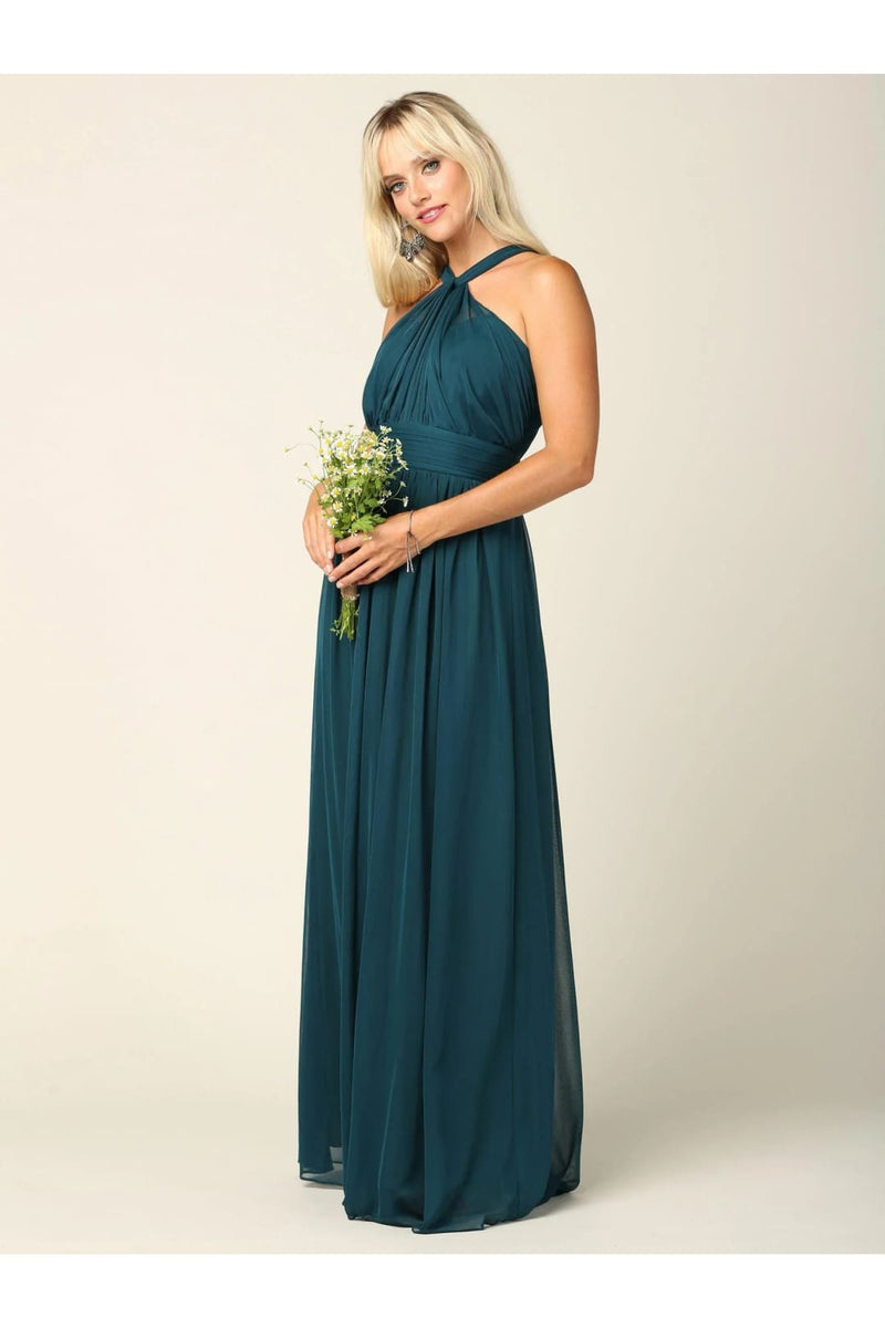 Eva USA 3206 Halter Long Bridesmaids Dress