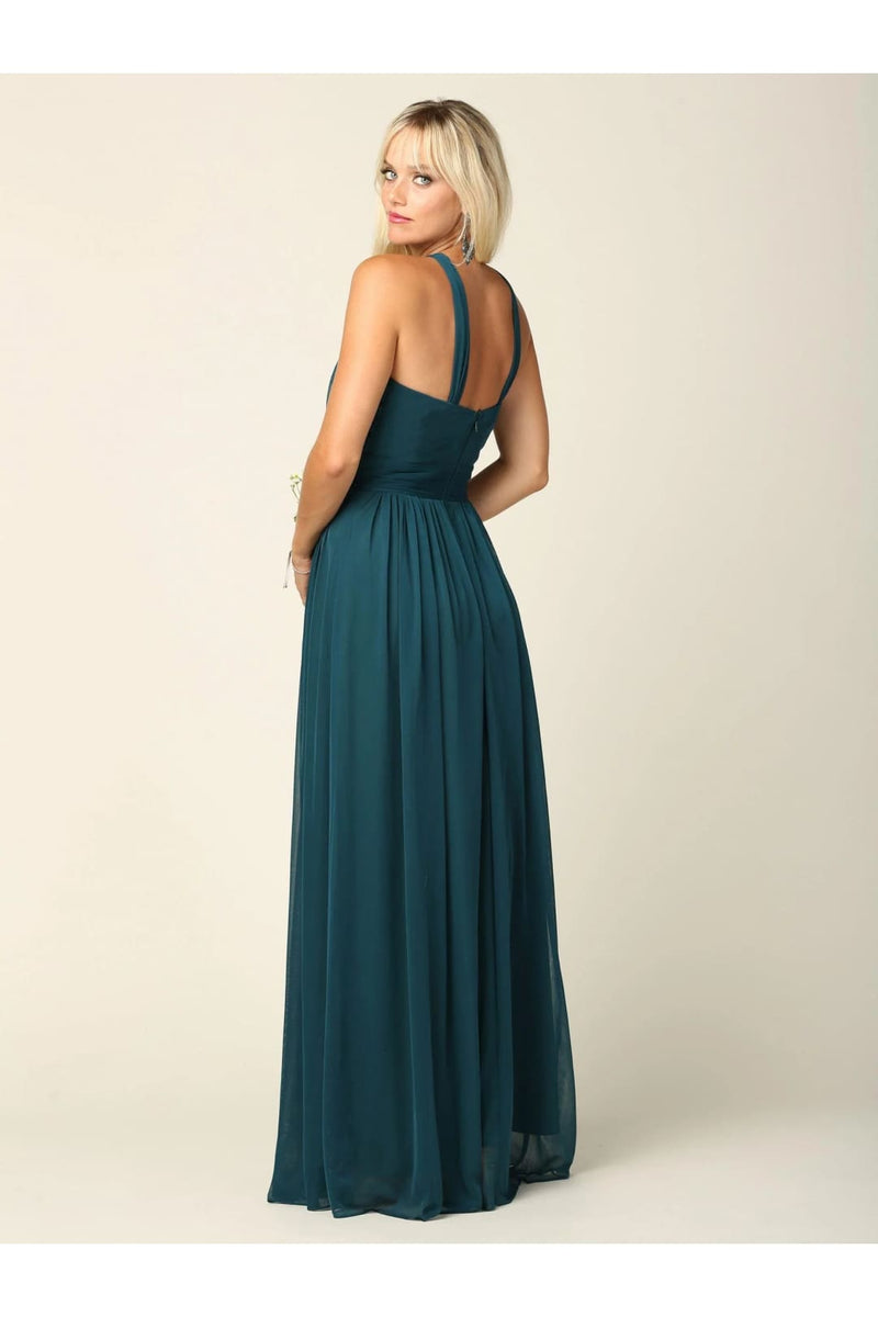 Eva USA 3206 Halter Long Bridesmaids Dress