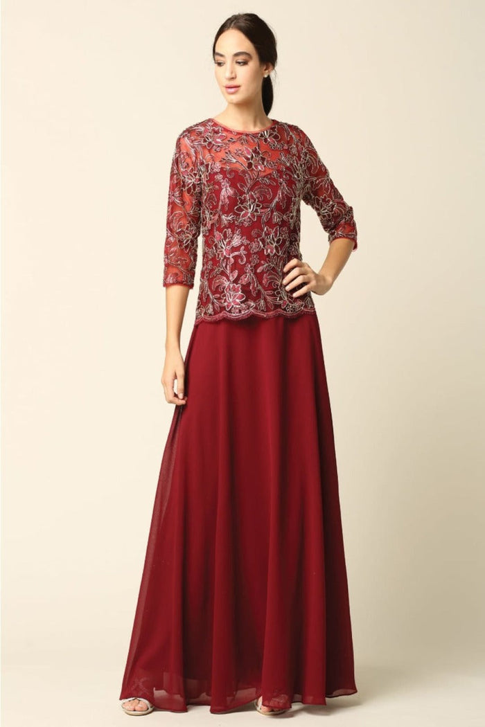 Eva USA 3377 One Piece Georgette Mother of the Bride Evening Dress