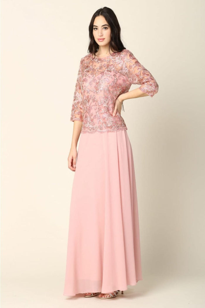 Eva USA 3377 One Piece Georgette Mother of the Bride Evening Dress