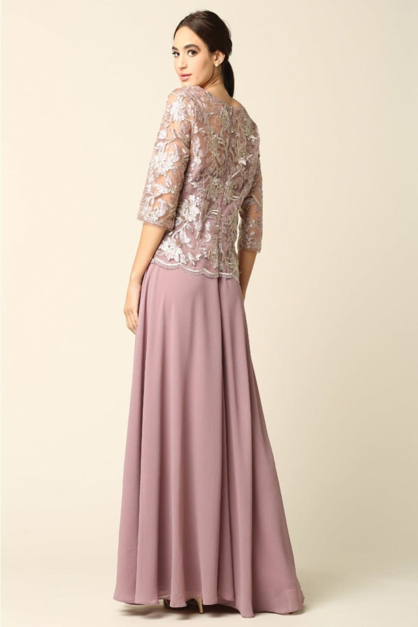 Eva USA 3377 One Piece Georgette Mother of the Bride Evening Dress