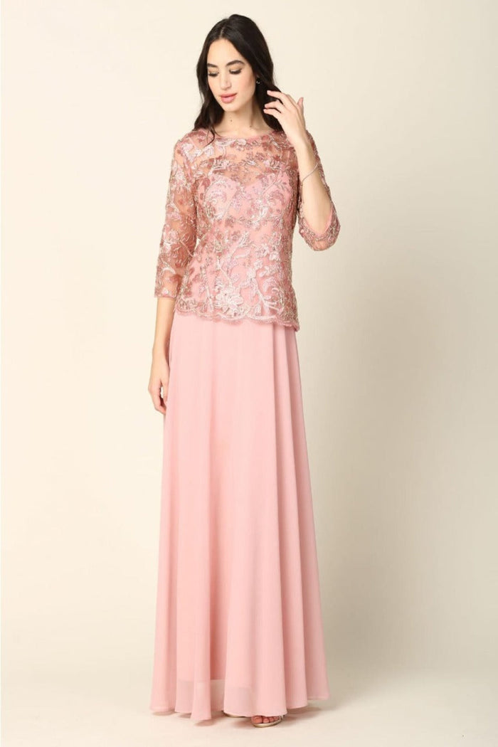 Eva USA 3377 One Piece Georgette Mother of the Bride Evening Dress