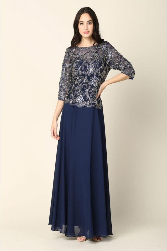 Eva USA 3377 One Piece Georgette Mother of the Bride Evening Dress