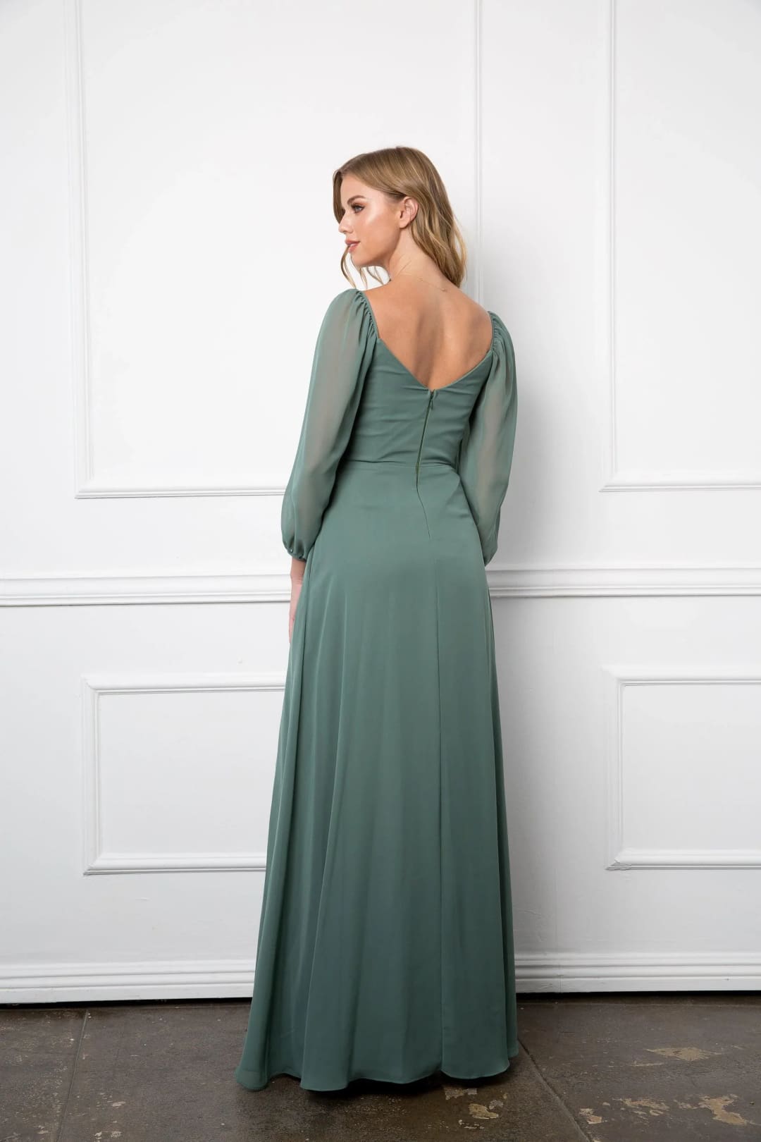 Eva USA 3452 Long Sleeve Formal Chiffon Dress