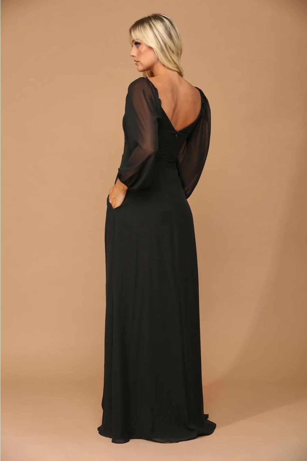Eva USA 3452 Long Sleeve Formal Chiffon Dress
