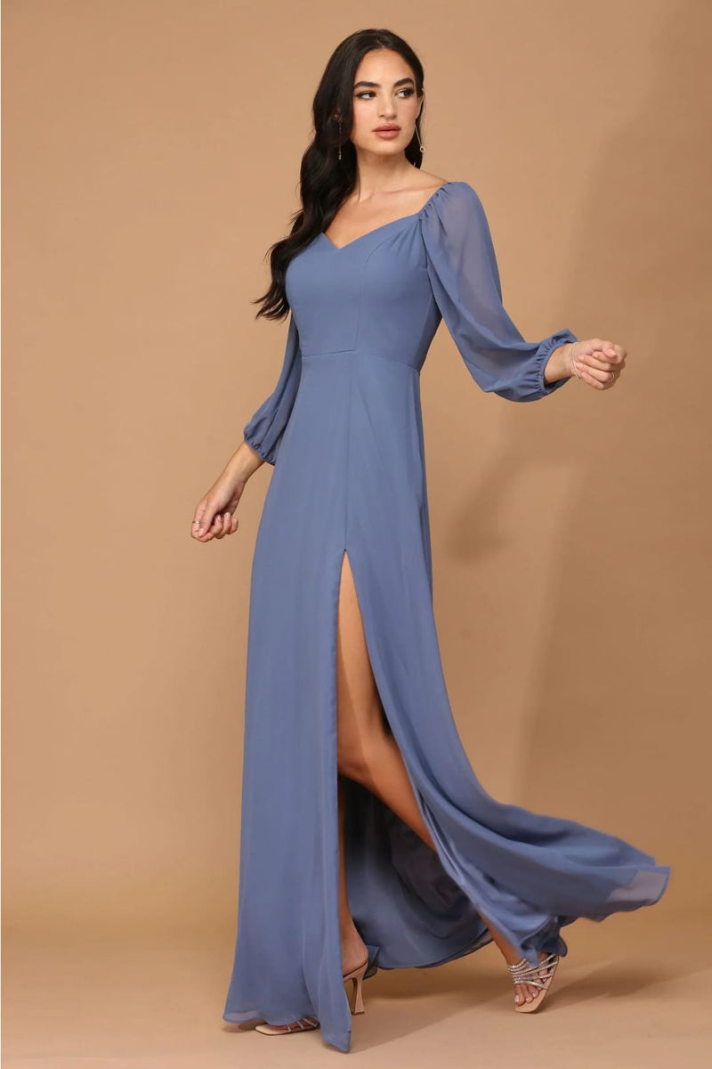 Eva USA 3452 Long Sleeve Formal Chiffon Dress