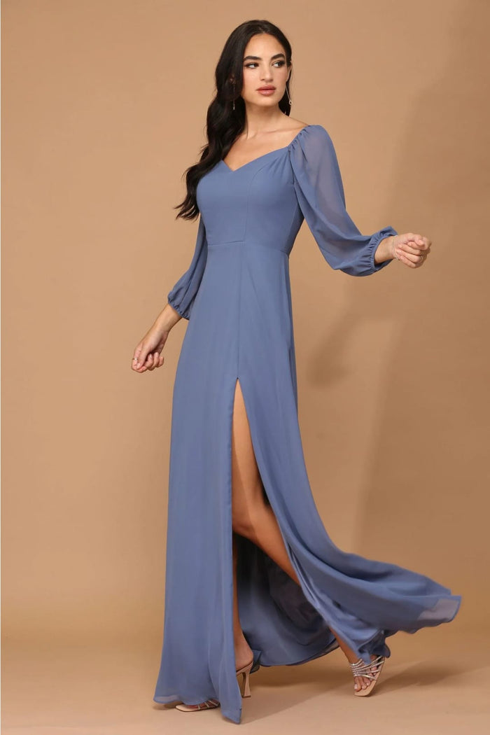 Eva USA 3452 Long Sleeve Formal Chiffon Dress