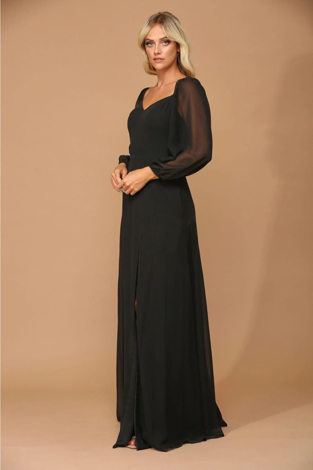 Eva USA 3452 Long Sleeve Formal Chiffon Dress