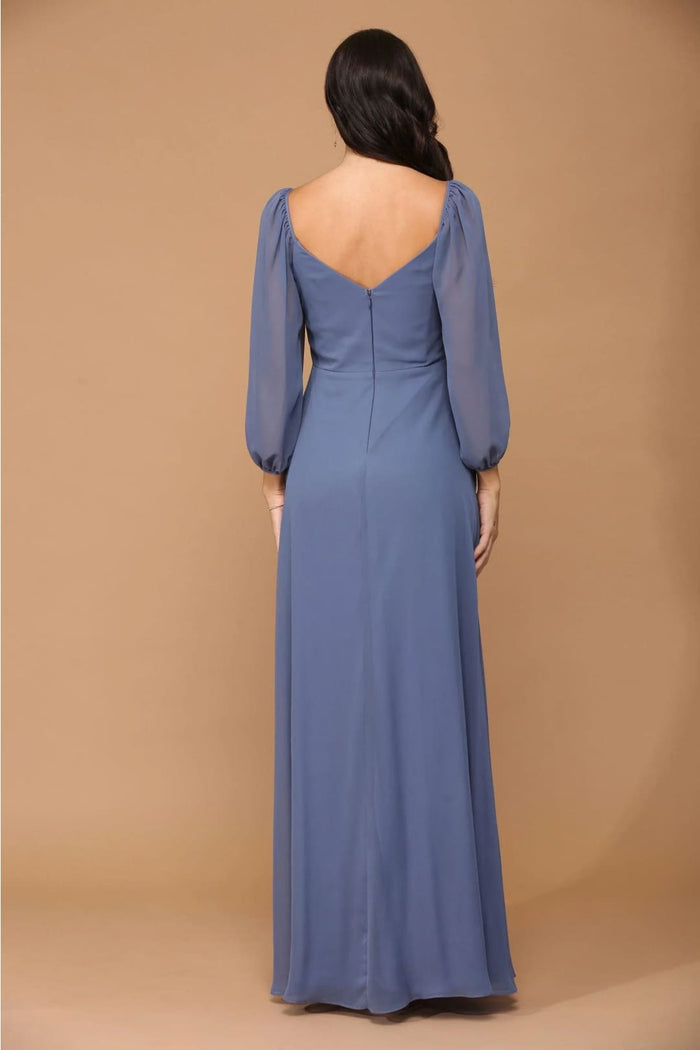 Eva USA 3452 Long Sleeve Formal Chiffon Dress