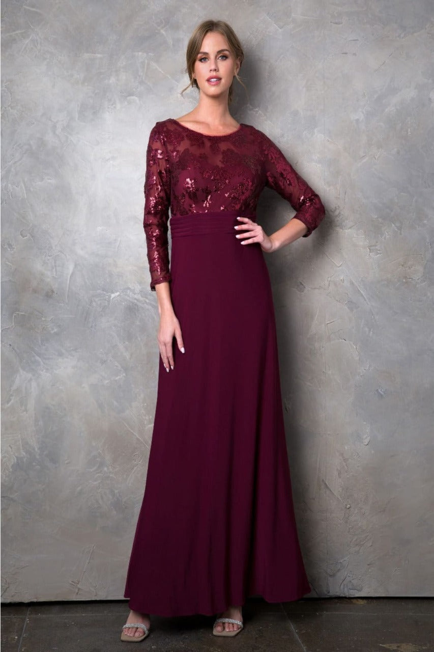Eva USA 3453 Mother of the Bride Lace Long Formal Gown