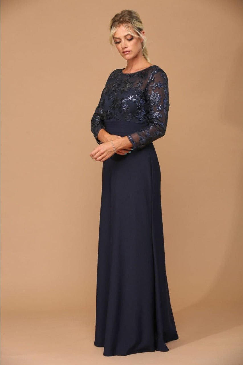 Eva USA 3453 Mother of the Bride Lace Long Formal Gown