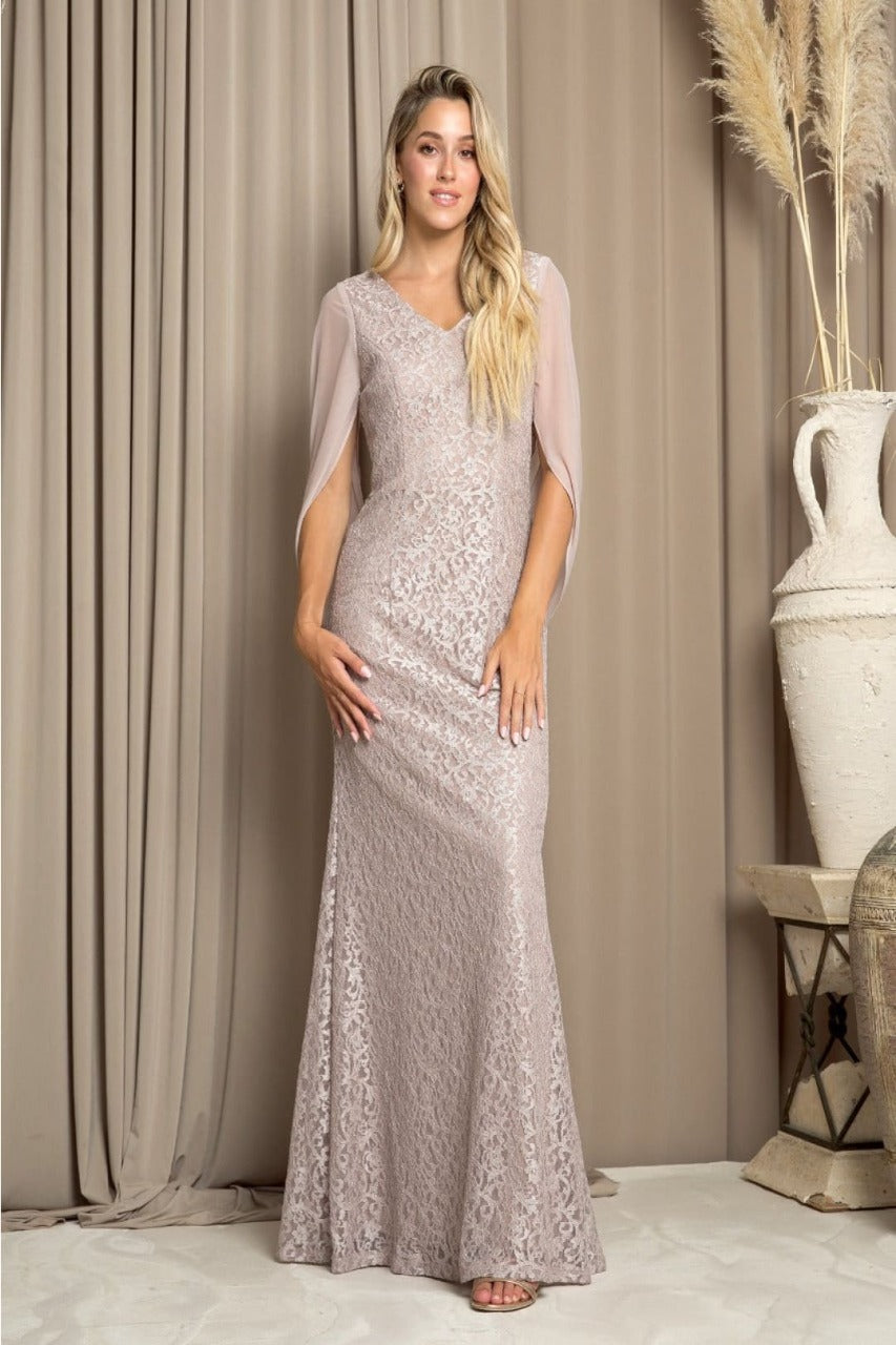 Eva USA 3471 Chiffon Cowl Back Mother of the Bride Long Dress
