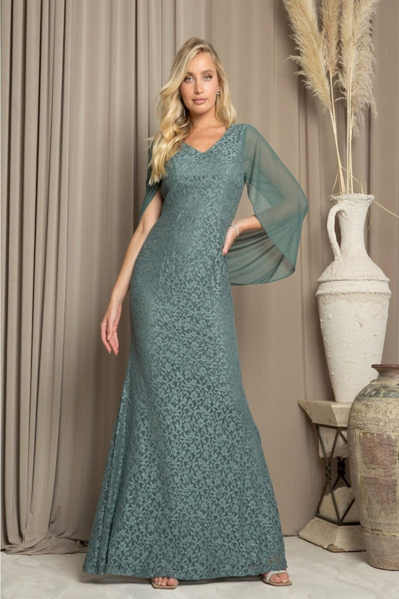 Eva USA 3471 Chiffon Cowl Back Mother of the Bride Long Dress