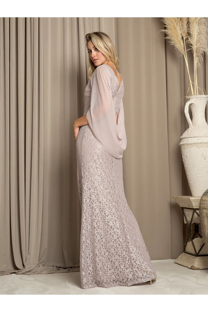 Eva USA 3471 Chiffon Cowl Back Mother of the Bride Long Dress