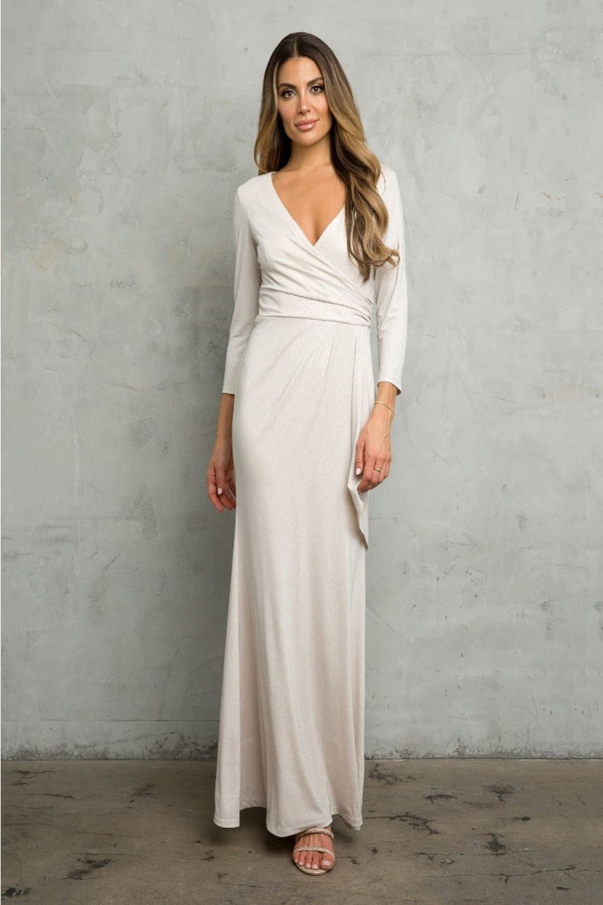 V-Neck 3/4 Sleeve MOB Formal Dress