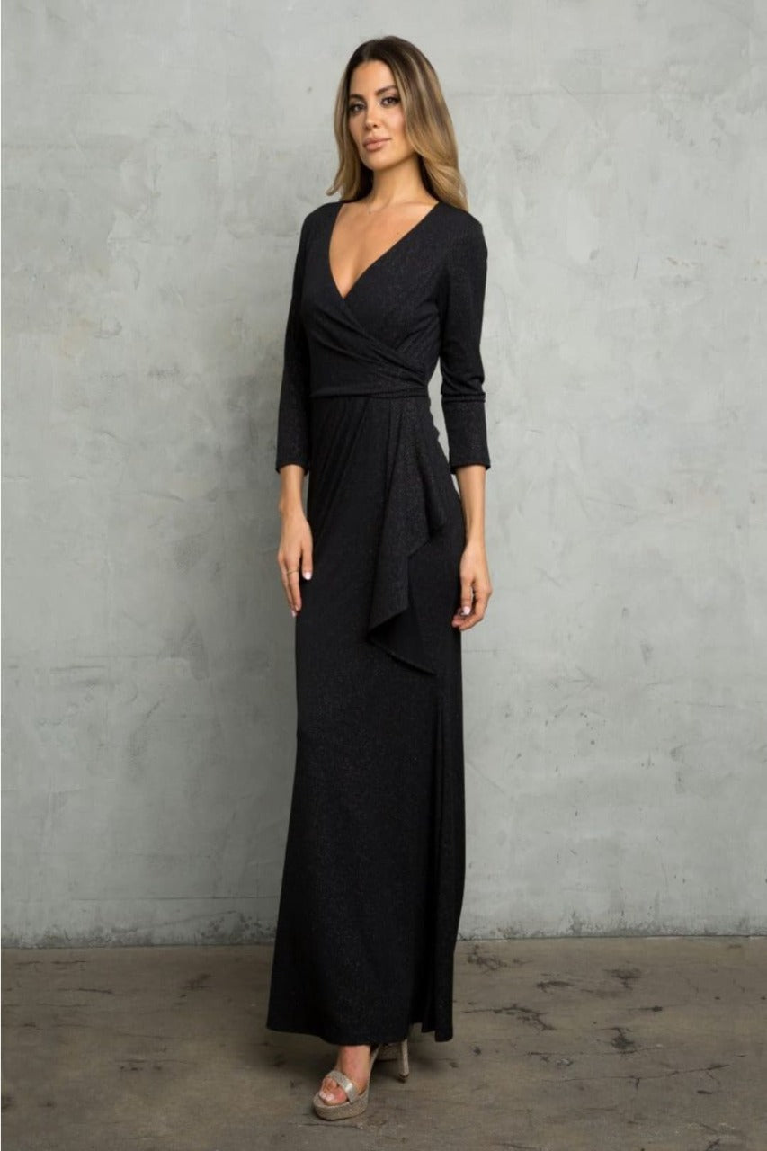 V-Neck 3/4 Sleeve MOB Formal Dress