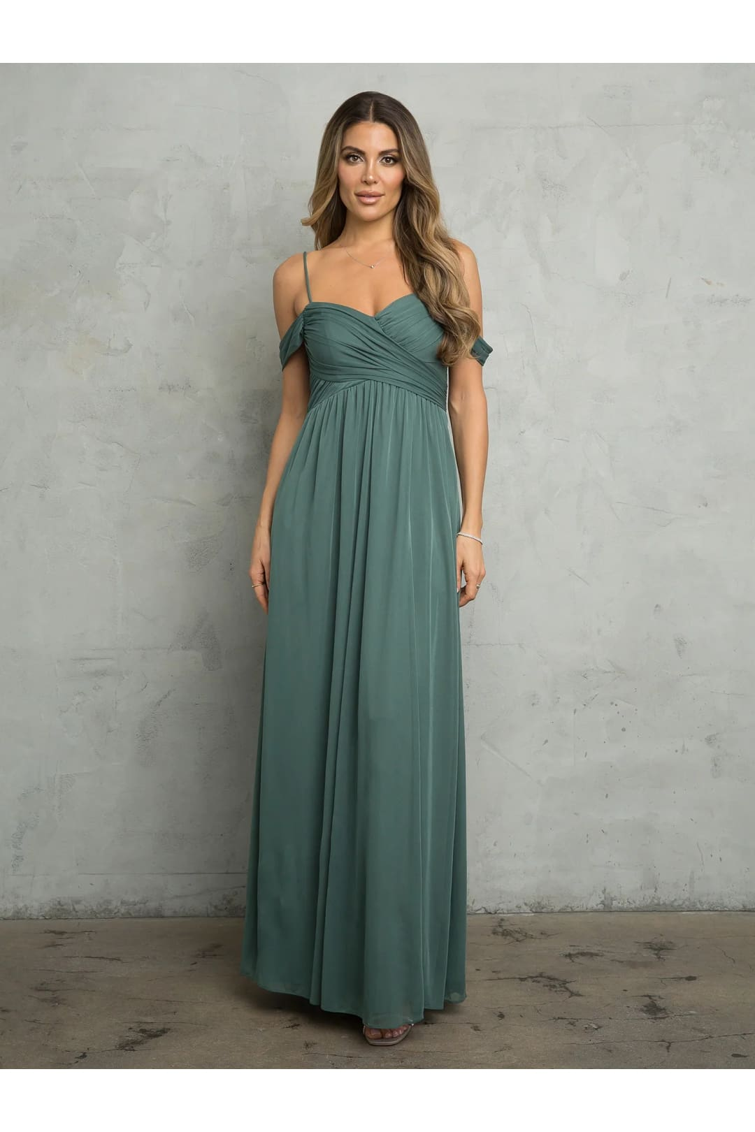 Eva USA 3494 Long A-Line Formal Prom Dress Empire Waist Evening Gown