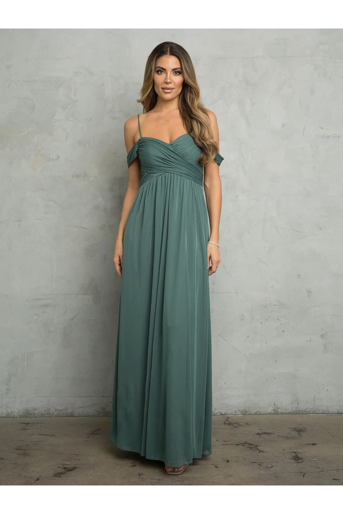 Eva USA 3494 Long A-Line Formal Prom Dress Empire Waist Evening Gown