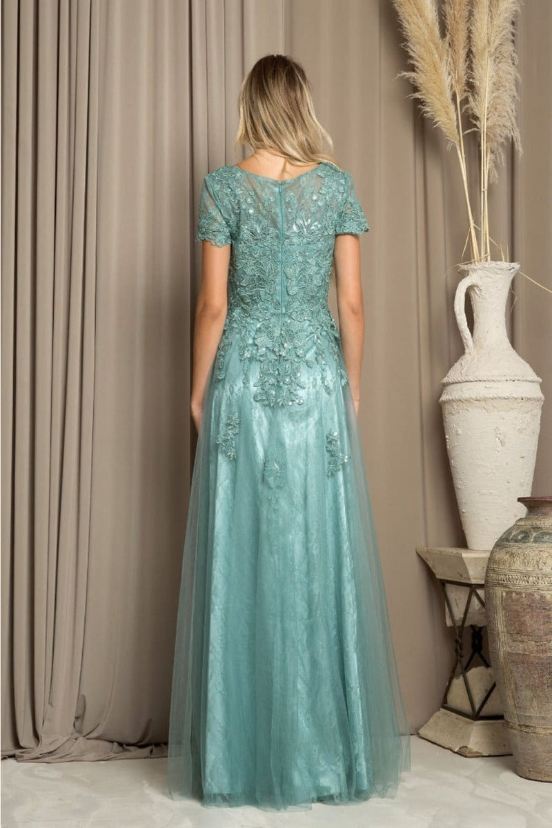 Eva USA 5261 Monochrome Appliqué Tulle Mother of the Bride Gown