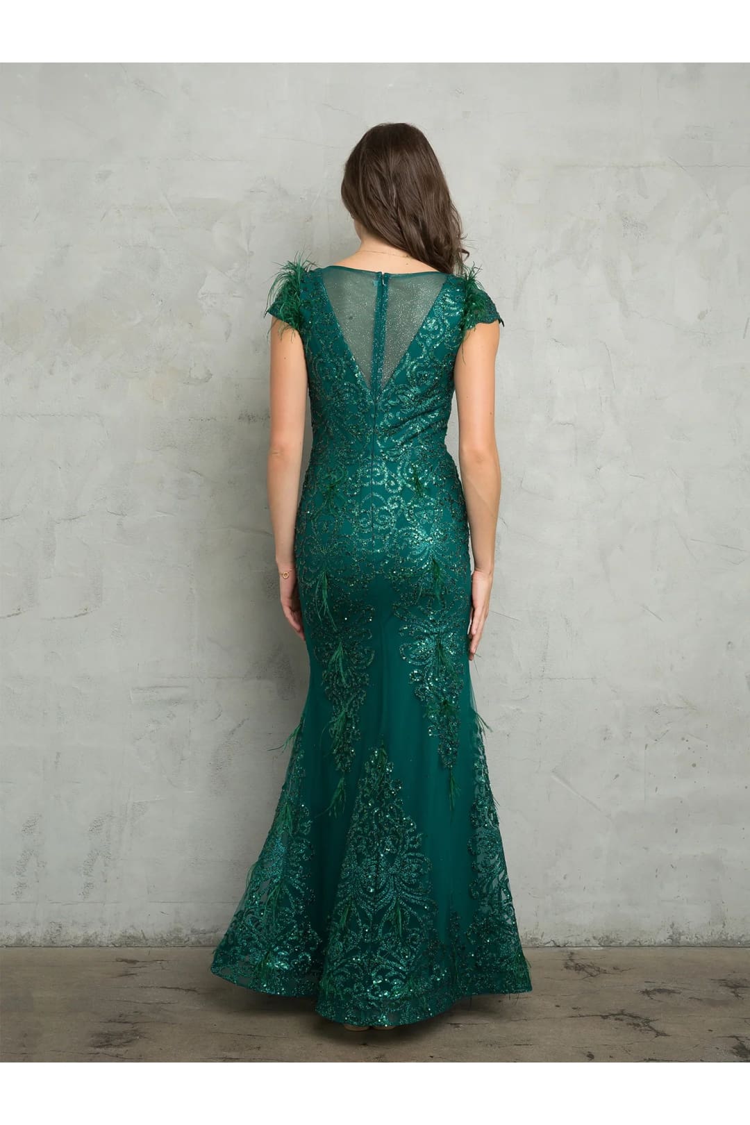 Eva USA 5264 Fitted Long Formal Glitter Evening Dress
