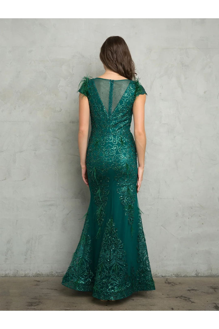 Eva USA 5264 Fitted Long Formal Glitter Evening Dress
