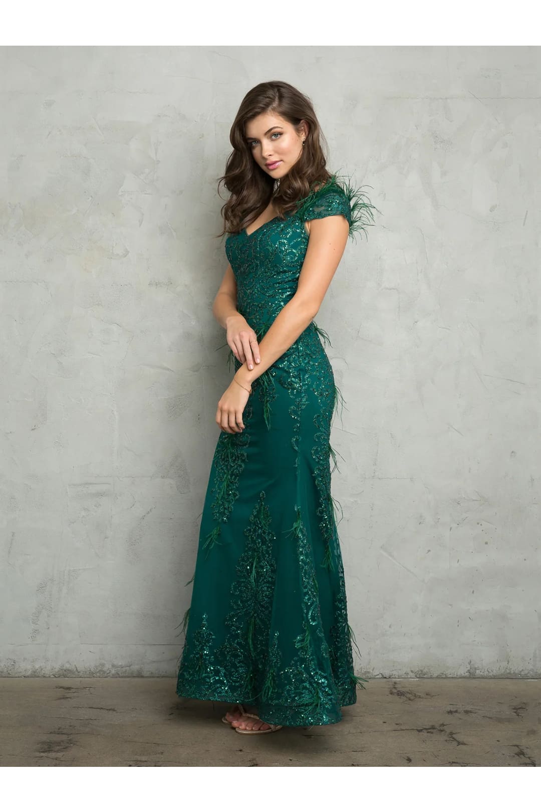 Eva USA 5264 Fitted Long Formal Glitter Evening Dress
