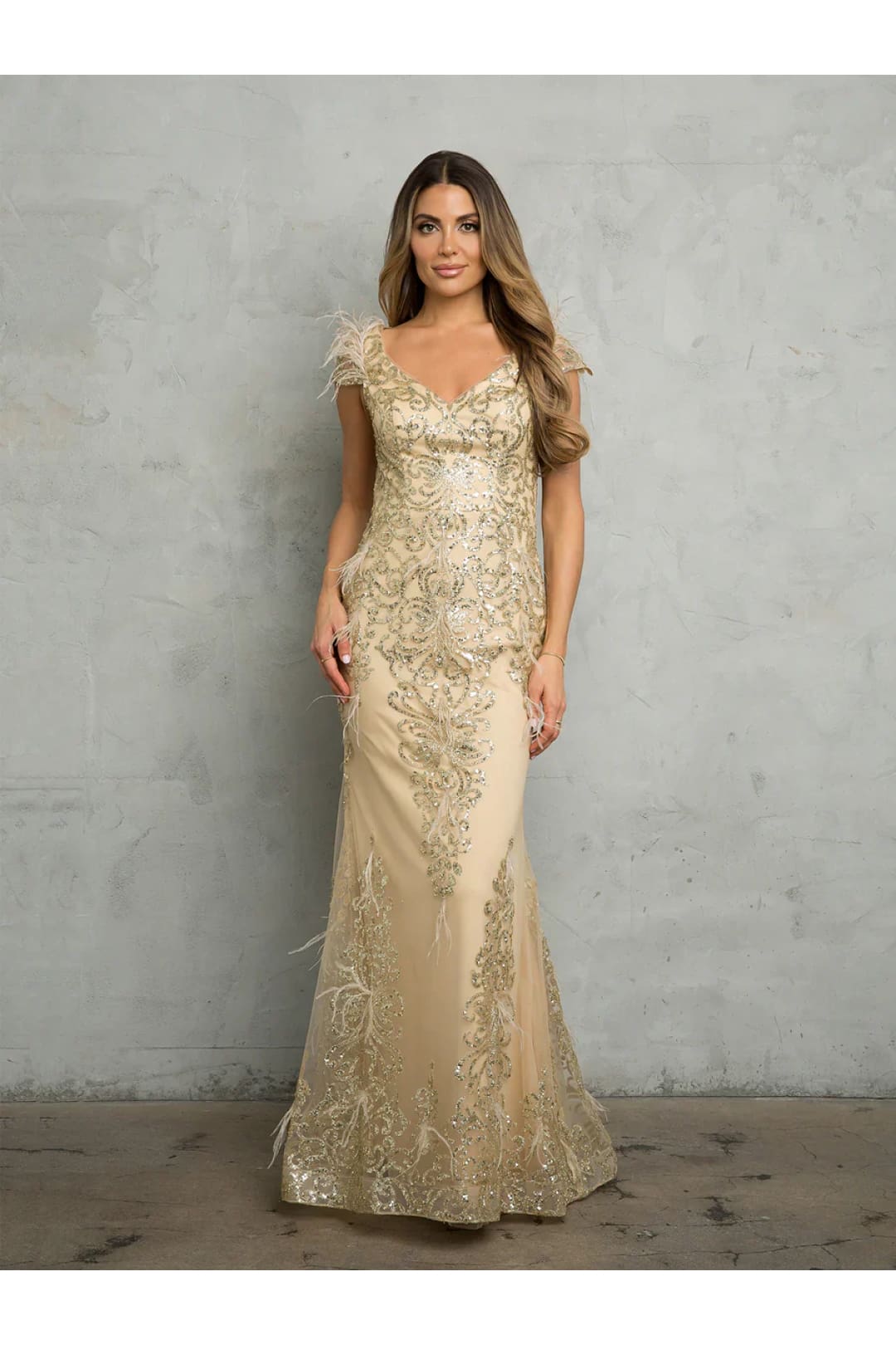Eva USA 5264 Fitted Long Formal Glitter Evening Dress
