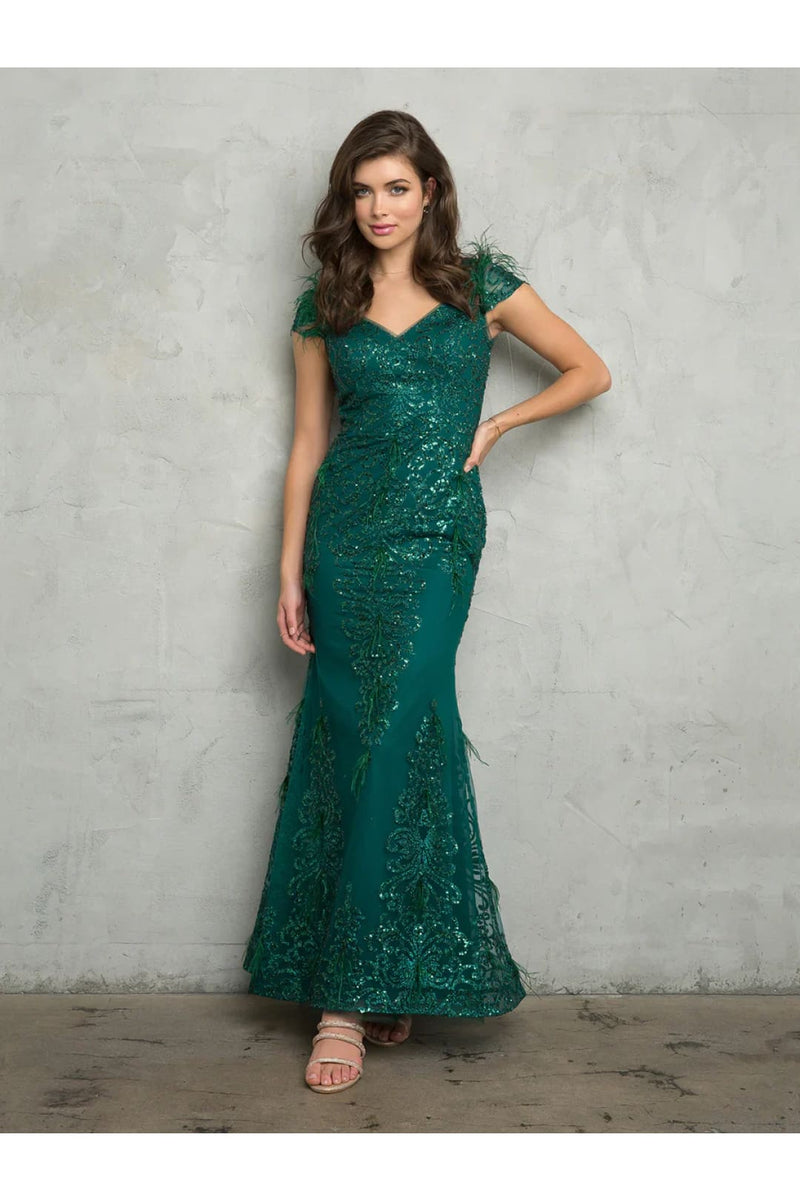 Eva USA 5264 Fitted Long Formal Glitter Evening Dress