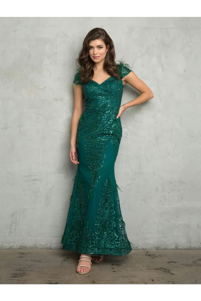 Eva USA 5264 Fitted Long Formal Glitter Evening Dress