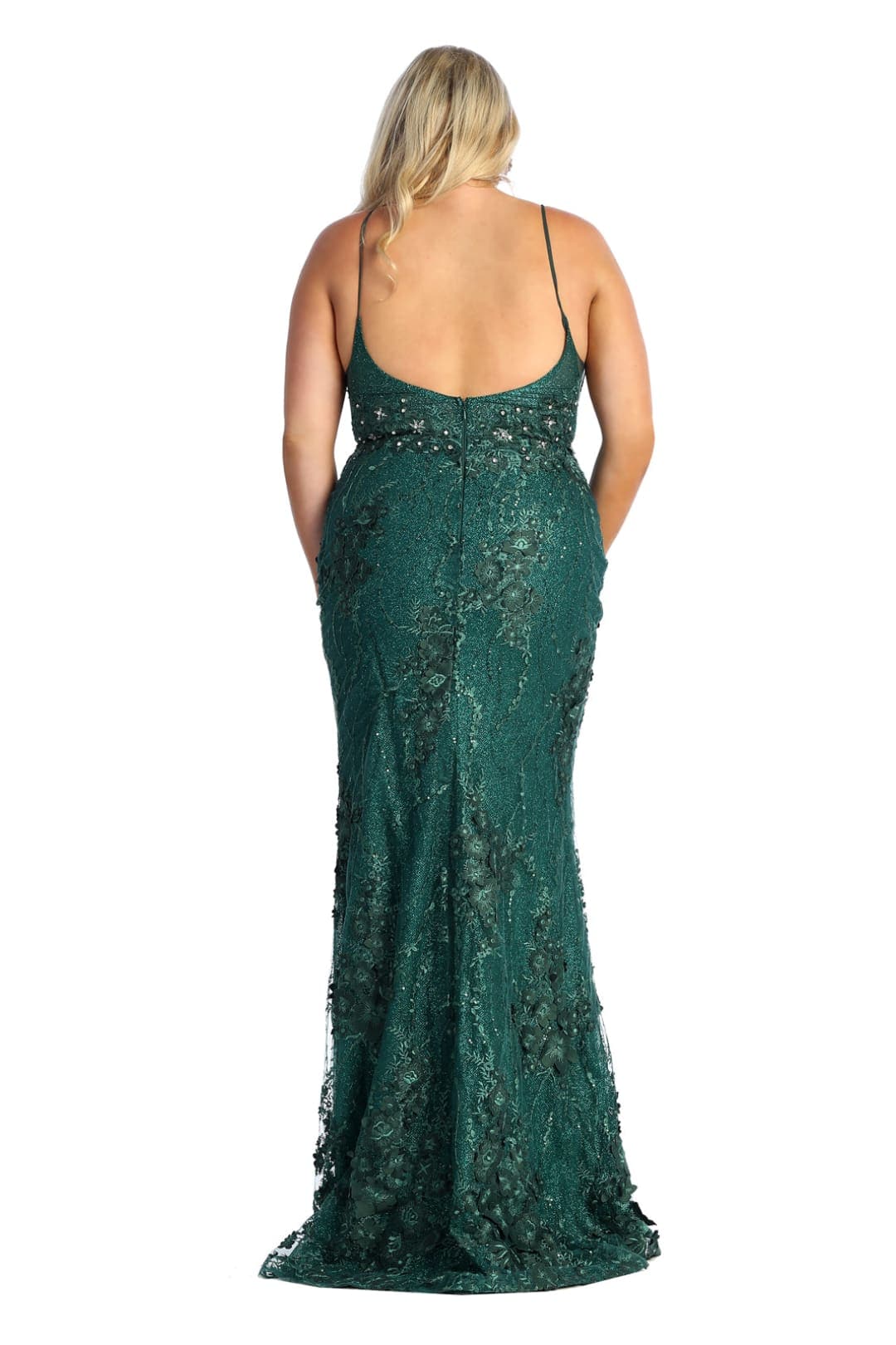 Elegant 3D Floral Lace Mermaid Evening Gown – V-Neck Sleeveless Formal Dress