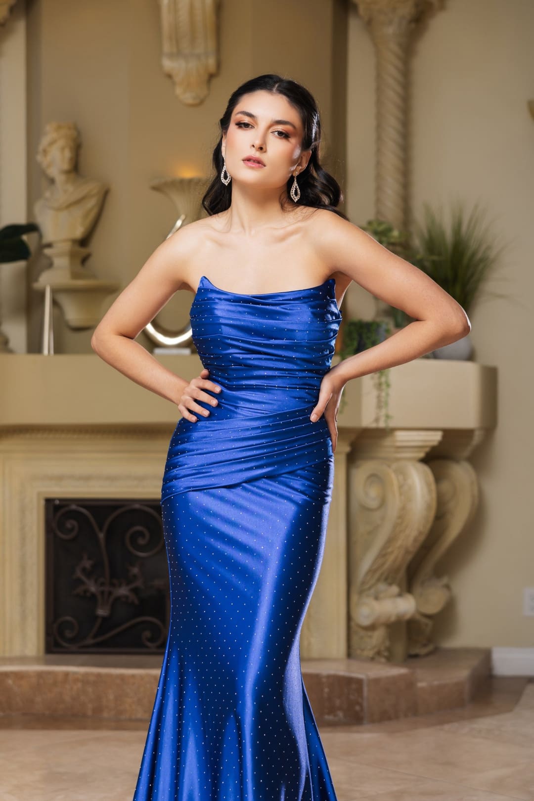 Evening Dress Straight Across Mermaid Gown By May Queen MQ2156