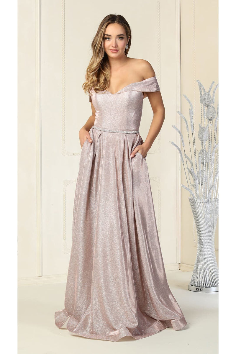 Evening Gown Pleated Long Formal Gown and Plus Size May Queen MQ1876