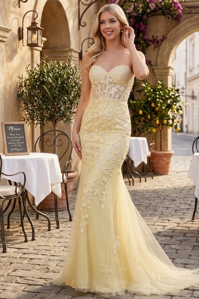 Amelia Couture 7024 Sweetheart Mesh Corset Mermaid Prom Dress