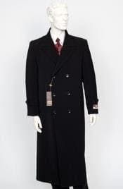 Mens Floor Length Coat Black Coat - AlbertoNardoniStore