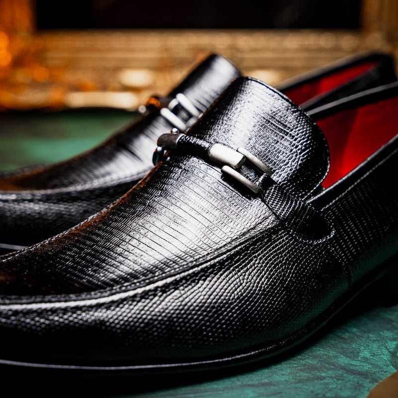 Marco Di Milano Fabro-Liz Black lizard bit loafer