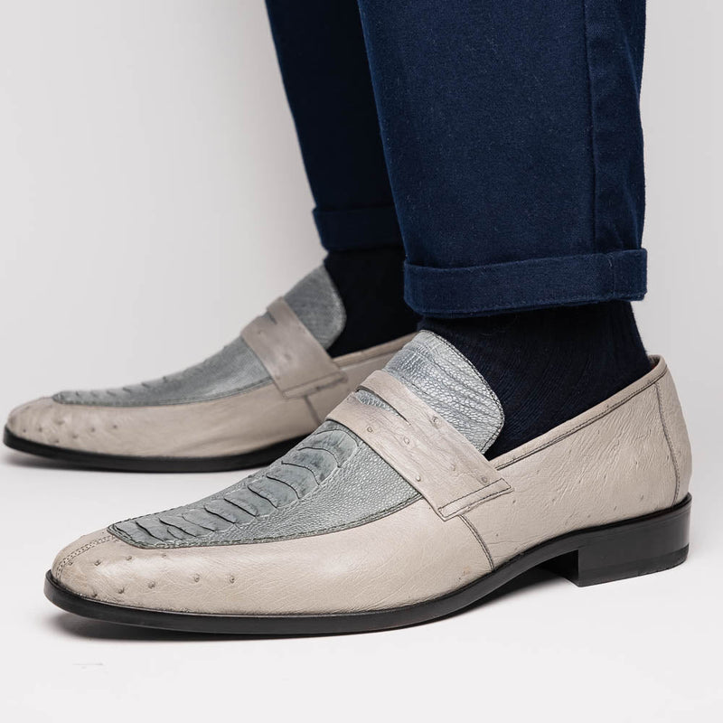 Marco_Di_Milano Fangio Gray Leather Loafers